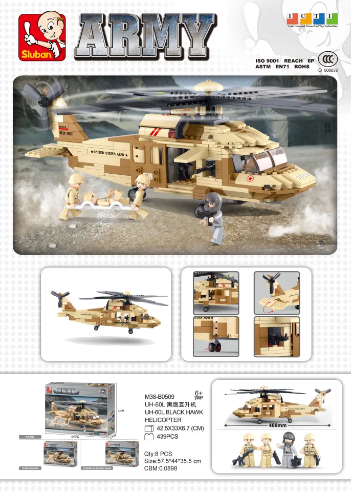 Sluban sluban military blocks army bricks toy - black hawk helicopter  (m38-b0509)