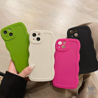 ??เรียบง่าย Candy สีกันกระแทก Wave Edge เคสสำหรับมือถือ For iPhone เคส 11 13 12 14 15 Pro Max X XS Max XR 6 6s 7 8 Plus SE 2020 2022  ซิลิโคนนิ่ม ใส กันกระแทก เรียบง่าย หรูหรา