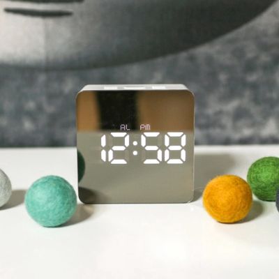 Mirror LED Alarm Clock Night Lights Digital Wall Clock LED Lamp Digital 【cuul】