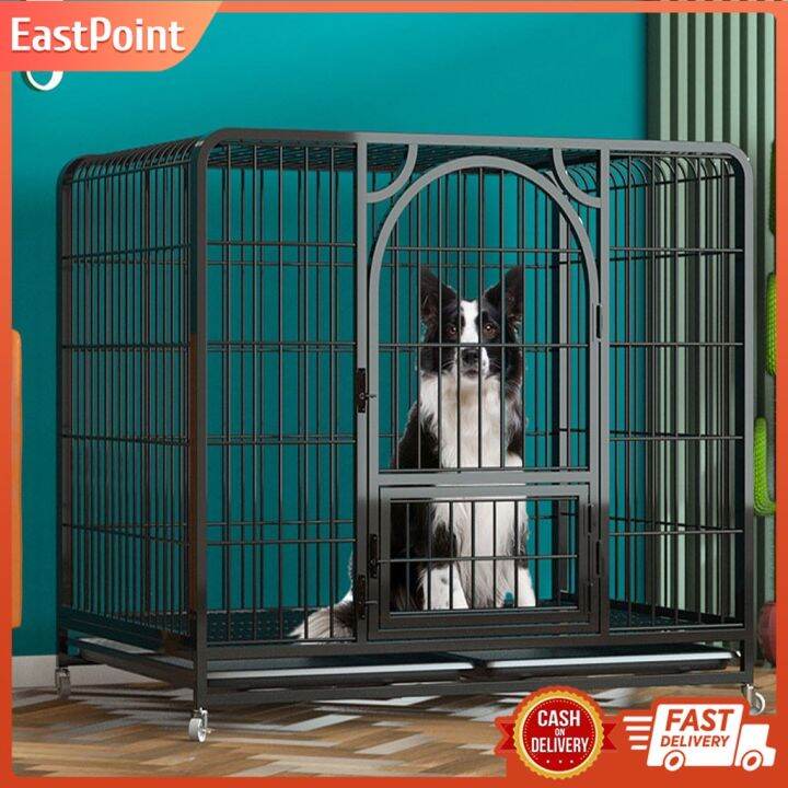 Pet Dog Cat Metal Cage Dog Crate Dog Kennel Square Tube with Four ...