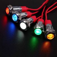 8mm Metal Power Supply Indicator Lamp LED Signal Light with wire 3v 6v 12v 24v 110v 220v Red Orange Green Blue White