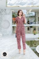 WF-JL48 JUMPSUIT จั้มสูท เสือแซ่บ ผ้ายืดทั้งตัว กระดุมหน้า  (M36-39”) ชุดผู้หญิง ชุดออกงานหรูๆ ชุดทำงาน ชุดทำบุญ แฟชั่นผู้หญิง