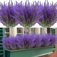 Artificial Flowers Lavender for Decoration UV Resistant No Fade Faux Plastic Plant Garden Wedding Decoration Eternal Flower Gift Spine Supporters