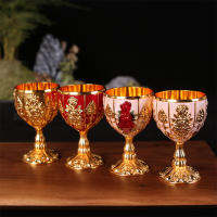 TX จัดส่งฟรี30ML แก้วไวน์โลหะ Retro Dinnerware Goblet Vintage สไตล์ยุโรปวิญญาณวอดก้าแก้วแชมเปญสำหรับบาร์ตกแต่งบ้าน