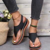 【CW】 Oxford Sandals Wedges Slippers Pu Leather Flip Flops Buckle Female Shoes 2022 New Rome Fashion Slides