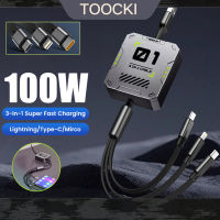 Toocki 3 In 1สายเคเบิลข้อมูลสายชาร์จเร็ว Super 100W ชาร์จเร็วสำหรับประเภท iPhone ไมโคร USB สายเคเบิ้ล Type C สำหรับ Huawei Sumsung Xiaomi OPPO VIVO