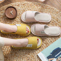 2021 Spring Autumn Linen Slides Women Household Bedroom Cotton Slippers Flat Shoes Flip Flops Female Comfort Chanclas Mujer