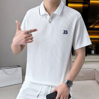 ผ้าไหมน้ำแข็งสไตล์ญี่ปุ่นสไตล์ฮ่องกง polo เสื้อเชิ้ตผู้ชายฤดูร้อนใหม่น้ำแข็งระบายอากาศแบรนด์แฟชั่นหลวมแขนสั้น T เสื้อบนเสื้อ