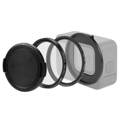 PLZ PULUZ 52มม. CPL + ตัวกรองเคสกล้องแลลมีสายคล้องคอพร้อมแหวนรองเลนส์กล้องถ่ายรูปสำหรับ GoPro Hero11สีดำ/HERO10สีดำ/HERO9สีดำ