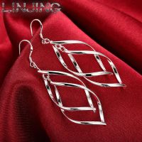 LINJING 2022 New 925 Sterling Silver Earrings Fashion Jewelry Elegant Woman Earrings Hanging Drop Long Wedding Christmas Gifts