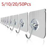 50/20/10/5 Pcs Door Hook Adhesive Wall Hooks Transparent Anti-skid Traceless Heavy Duty Stick On Hook Bathroom Kitchen Wall