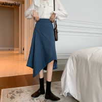 Skirts Women Pure Asymmetrical Design Casual Spring Mid-Calf Empire Popular Korean Fashion Clothing Aesthetic Artistic Feminino