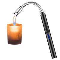 Electric USB Rechargeable Arc Candle Windproof Flameless s With LED Battery Display And Flexible Neck