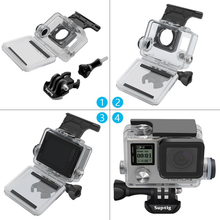 เคสกล้องเสริมชาร์จซองกันน้ำพร้อมสาย-usb-สำหรับ-gopro-hero-4-3-lcd-ฝาหลัง-มอเตอร์ไซค์