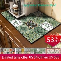 【CC】❁  Upgraded Drain Dish Drainer Diatom Mud Absorbent Drying Rug Draining Dinnerware Mats Cup Bottle Placemat