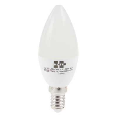 หลอดไฟ LED HI-TEK หลอดจำปา ECO CANDLE 4 วัตต์ WARMWHITE E14 สีเหลือง [ส่งเร็วส่งไว มีเก็บเงินปลายทาง]