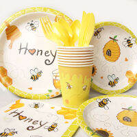 Bumble Bee Theme Party DIY อุปกรณ์เด็กวันเกิดตกแต่งบอลลูน Garland ทิ้งชุดอาบน้ำเด็ก Su-zaldfjgnsdg