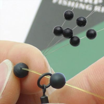 【LZ】♝✷  Hot 100pcs/lot Fishing Beads Space Stopper Black 3mm-12mm Round Soft and Hard Beans Fishing Lures Bait Hook Rig Accessories