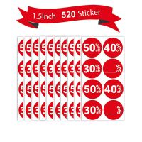 Business Discount Sale Sticker 50 40 30 Blank 1.5 Inch Half Price Label 520 Pcs Cause Attention For Retail Store Tag Promtion