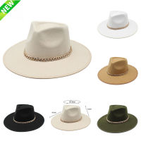 ผู้หญิงโซ่ทองรู้สึก Fedora หมวกผู้ชายปานามาหมวกฤดูหนาวขนสัตว์วินเทจแจ๊สหมวกสุภาพบุรุษ wholese