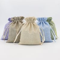 【LZ】♟  Linen Cotton Gift Bags Jewelry Drawstring Pouch Sachet Reutilizável para Embrulho Cosmético Wedding Candy Wrapping 5Pcs por lote