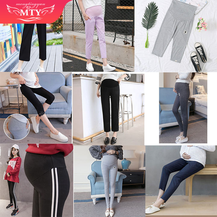 5pcs Maternity Bottoms Stretch Leggings Fashion Cropped Pants for ...