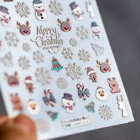 【LZ】 1pc 5D Christmas Nail Sticker 5D Acrylic Engraved Ginger Bread House Nail Sticker Christmas Peel   Stick Nail Sticker