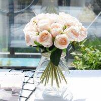 【CC】 18PCS Artificial Flowers Wedding Bouquet Silk for Fake