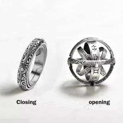 [MM75] Vintage Astronomical Ball แหวนผู้หญิงผู้ชาย Creative Complex หมุน Cosmic Finger แหวนเครื่องประดับ Jz516