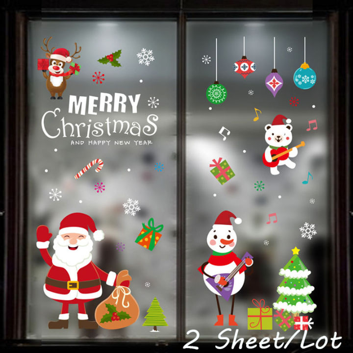 dimama-cod-2-แผ่น-ม้วน-สติกเกอร์ติดผนั-คริสต์มาส-สติกเกอร์หน้าต่าง-15-รูปแบบ-กระจกหน้าต่าง-ตกแต่งคริสต์มาส