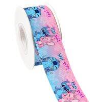 Disney Lilo &amp; Stitch ริบบิ้น Grosgrain น่ารักสำหรับโบว์เชียร์ DIY อุปกรณ์ตกแต่งผมเด็กผู้หญิงโบว์ผูกผมระยะ10หลาริบบิ้นซาติน