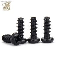 ✵℡ 50pcs Cross Recessed Pan Head Flat Tail Self-tapping Screw M1.2 M1.4 M1.7 M2 M2.3 M2.6 M3 M4 Black Carbon Steel Phillips Screw