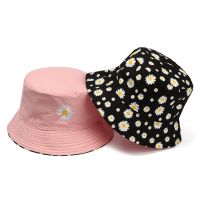 Daisies Embroidered Buckets Hat Cow Women Transparent Lace Flower Beach Panama Hats Top Snapback Fashion Daisy Sun Cap Summer