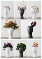 Man Head Flower Vase Decorative Bastract Ceramic Desktop Decor Party Sample Room Creative Pot Gifts