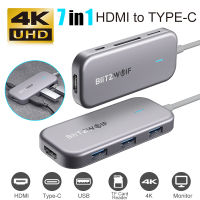 BlitzWolf USB-C BW-TH5 PD USB ชาร์จชนิด C ฮับ USB ข้อมูล USB เครื่องอ่าน3.0 4K แสดงผล7 In 1สำหรับ Usb C ฮับ