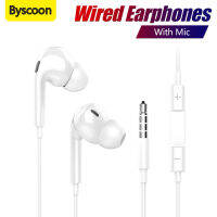 Byscoon Wired Earphones Wire Control With Mic Gaming Headset For OPPO Reno 3 Ace A32 A52 A72 HIFI Sound 3.5mm Sports Headphones