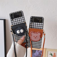 เคสแบบพับปิดได้สำหรับ Samsung Galaxy Z Flip4 Z Z Flip3 5G Z พลิก1 Z พลิก2 Z พับ3 Z พับ4หรูหราตารางนกพันเคสโทรศัพท์กระเป๋าใส่บัตร