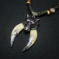 Wolf Tooth Necklace Power Man Choker Jungle Wild Accessories Black Teeth Pendant Fashion Wolverine