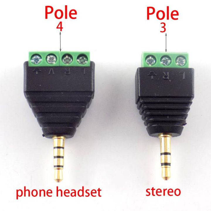 3-5mm-3-pole-4-pole-male-connector-terminal-3pin-4pin-audio-aux-earphone-adapter-to-headphone-jack-stereo-plug-solderless-diy