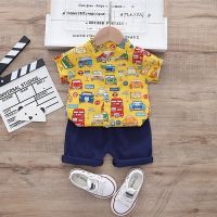 Baby boys short sleeve shirt suitชุดสูทเสื้อเชิ้ตแขนสั้นผู้ชายกางเกงขาสั้นเสื้อเชิ้ตรถ0~3years