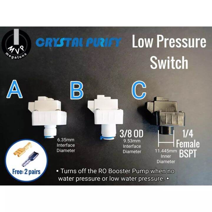 RO Low Pressure Switch Valve 1/4OD 3/8OD 1/4Female BSPT for Reverse Osmosis System RO Pump 24v