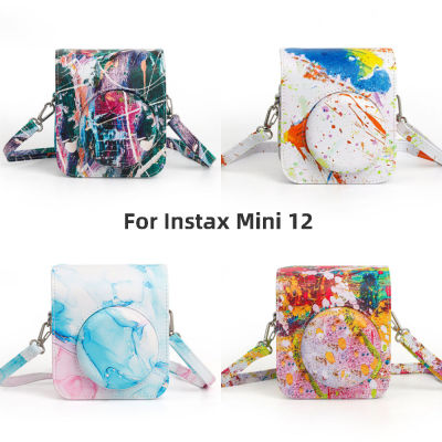 PU กรณีกล้องสำหรับ Fujifilm Instax Mini 12กล้องทันทีกระเป๋าสะพายภาพวาดสี G Raffiti ศิลปะสไตล์กระเป๋าหนังสำหรับมินิ12