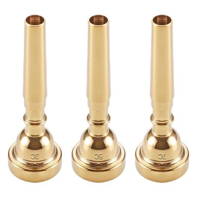 3PCS Trumpet Mounthpiece Set (3C 5C 7C) Gold Plated for Beginner Musical Trumpet Spare Parts Accessories or Finger Exerciser