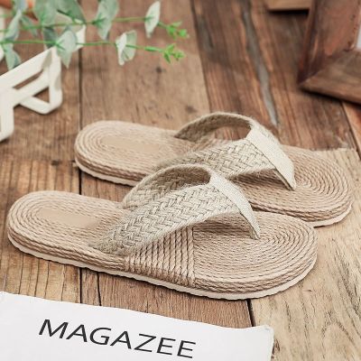 2023 imitation hemp straw tourism bottom women sandals flip-flops fashion outside Han beach flat with female slippers