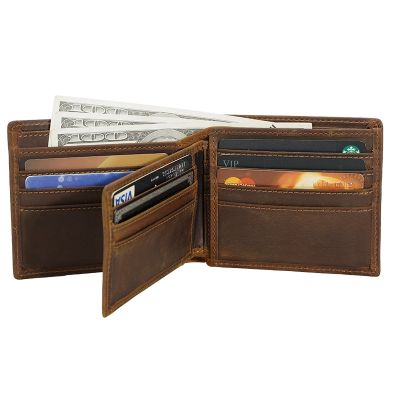 【CC】Vintage Men Genuine Leather Wallet Short Multi Function Money Clip Large Capacity Wallet for Men Credit Cardholders Purses Men