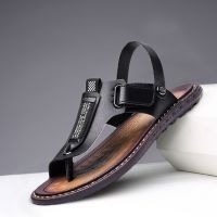 【CW】 Men  39;s Summer Slippers Leather Breathable Sandals Beach Classic Chinela De Masculino Leather Outdoor Men  39;s Leather Slippers