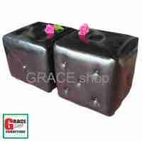 Grace Shop เก้าอี้ ทรงสตูล หนัง PU เกรด A  เบาะสี่เหลี่ยม แพ็ดคูู่ 2 ตัว รุ่น Stool 2 (สีดำ)