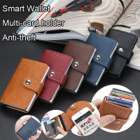 Fashion Auto Pop-up Purse Dom Smart RFID Card Holder Men Wallets Money Bag Male Vintage Black Short Purse PU Leather Slim Thin Wallets Man Wallet Purse Man Handy Bag Wonderful Hands Hold Feeling กระเป๋าสตางค์ผู้ชายกระเป๋าใส่บัตร