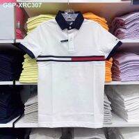 Tommy Hilfiger ของแท้ซื้อทอมมี่เสื้อโปโลของผู้ชายปกสีทึบลำลองธุรกิจตัวอย่างคลาสสิคหล่อแขนสั้นการค้าต่างประเทศ