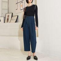 Feiernan Grace Harem Pants Women Causal High Waist Female Pantsuit Solid Ankle-Length Trousers Baggy Wide Leg Straight Bottoms